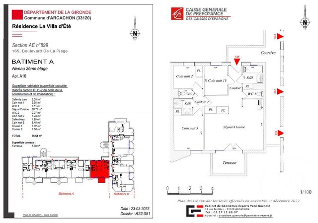 Appartement F3 &agrave; vendre - 3 pi&egrave;ces - 56,64 m2 - Arcachon - 33 - AQUITAINE