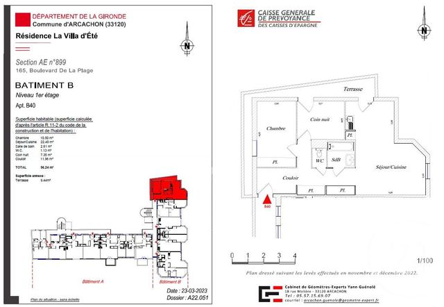 Appartement F3 &agrave; vendre - 3 pi&egrave;ces - 56,24 m2 - Arcachon - 33 - AQUITAINE