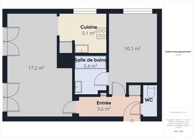 Appartement F2 &agrave; vendre - 2 pi&egrave;ces - 41,41 m2 - Fontenay Aux Roses - 92 - ILE-DE-FRANCE