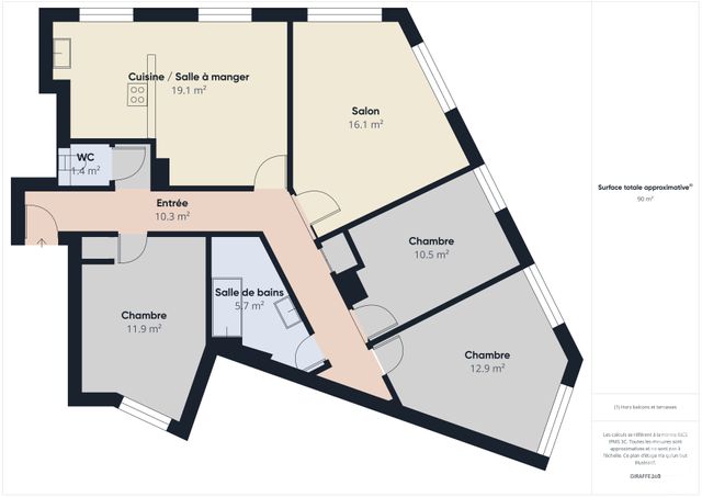 Appartement F5 &agrave; vendre - 4 pi&egrave;ces - 90,01 m2 - Bagneux - 92 - ILE-DE-FRANCE