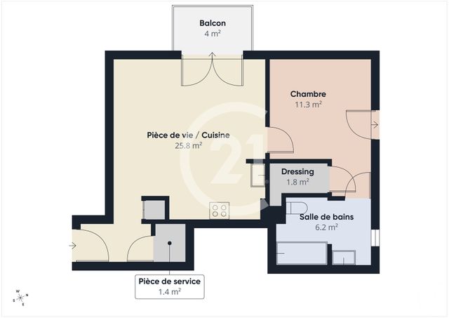 Appartement F2 &agrave; vendre - 2 pi&egrave;ces - 46,25 m2 - Bagneux - 92 - ILE-DE-FRANCE