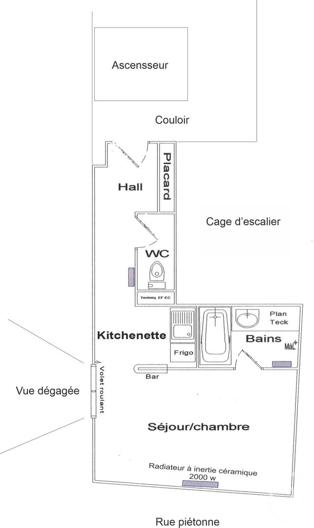 Appartement F1 &agrave; louer - 1 pi&egrave;ce - 23,40 m2 - Rouen - 76 - HAUTE-NORMANDIE