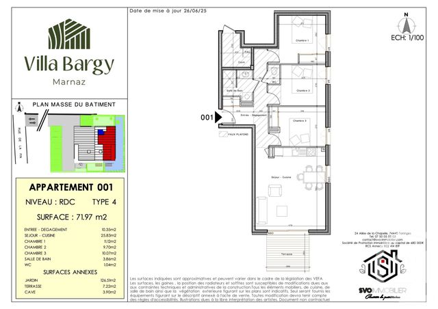Appartement T4 à vendre - 4 pièces - 71,97 m2 - Marnaz - 74 - RHONE-ALPES