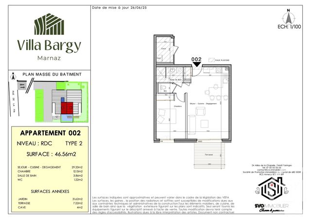 Appartement T2 à vendre - 2 pièces - 46,56 m2 - Marnaz - 74 - RHONE-ALPES