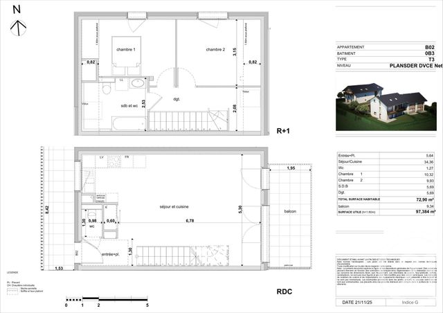 Appartement F3 &agrave; vendre - 3 pi&egrave;ces - 72,90 m2 - La Riviere Enverse - 74 - RHONE-ALPES