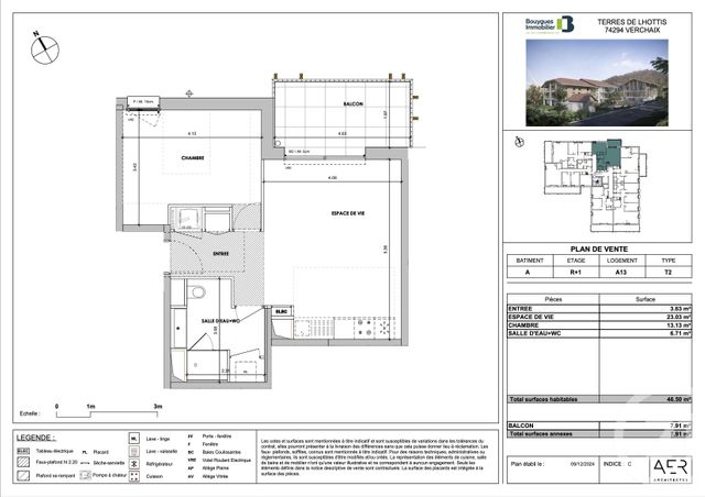 Appartement F2 à vendre - 2 pièces - 47,03 m2 - Verchaix - 74 - RHONE-ALPES
