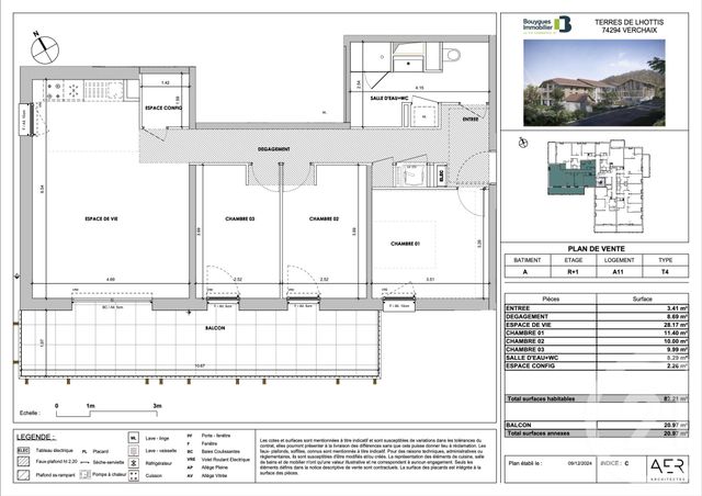Appartement F4 à vendre - 4 pièces - 82,21 m2 - Verchaix - 74 - RHONE-ALPES