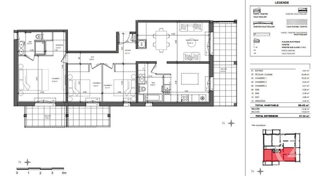 Appartement F4 &agrave; vendre - 4 pi&egrave;ces - 89,45 m2 - Le Golfe Juan - 06 - PROVENCE-ALPES-COTE-D-AZUR