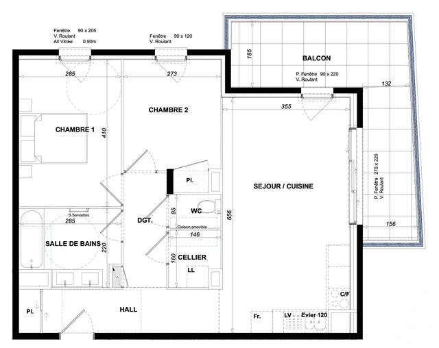 Appartement F3 &agrave; vendre - 3 pi&egrave;ces - 63,60 m2 - Antibes - 06 - PROVENCE-ALPES-COTE-D-AZUR
