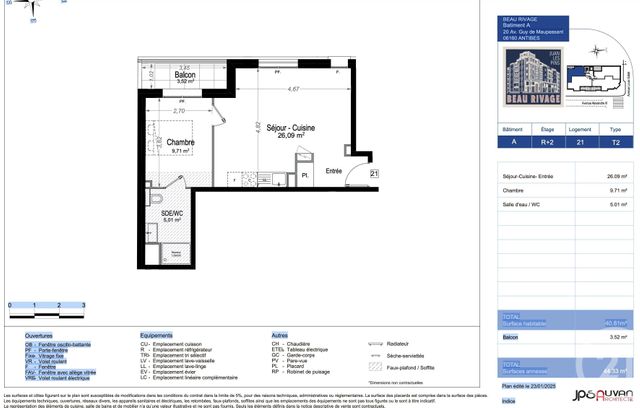 Appartement F1 &agrave; vendre - 2 pi&egrave;ces - 40,81 m2 - Juan Les Pins - 06 - PROVENCE-ALPES-COTE-D-AZUR