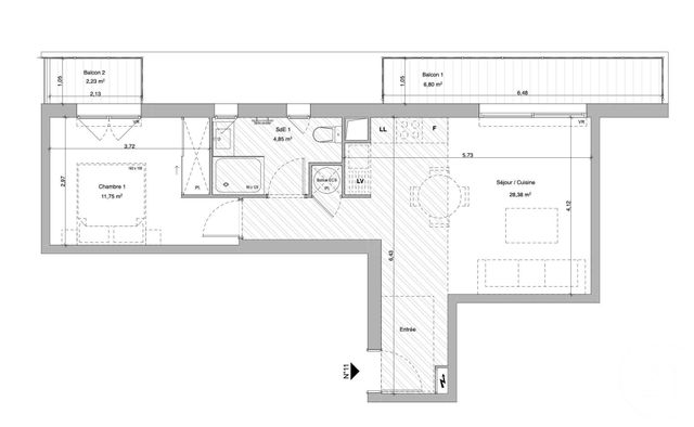 Appartement F2 &agrave; vendre - 2 pi&egrave;ces - 44,98 m2 - Antibes - 06 - PROVENCE-ALPES-COTE-D-AZUR