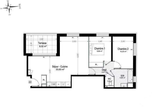 Appartement F3 &agrave; vendre - 3 pi&egrave;ces - 64,09 m2 - Juan Les Pins - 06 - PROVENCE-ALPES-COTE-D-AZUR