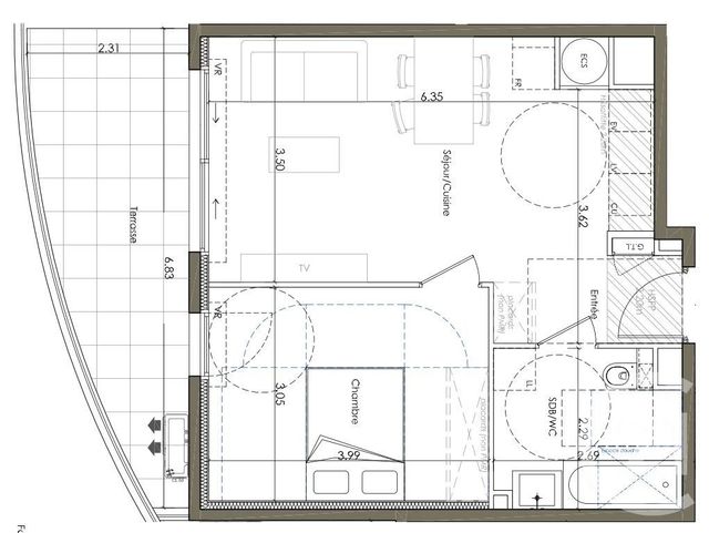 Appartement T2 à vendre - 2 pièces - 42,10 m2 - Valbonne - 06 - PROVENCE-ALPES-COTE-D-AZUR