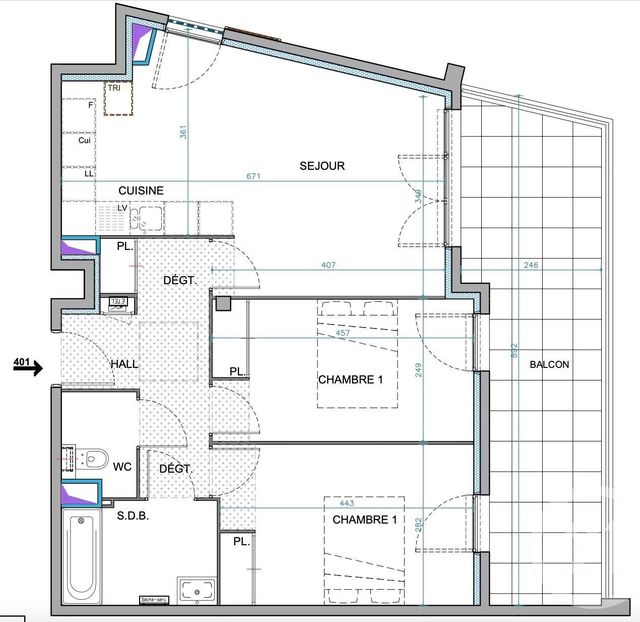 Appartement F3 à vendre - 3 pièces - 63,23 m2 - Juan Les Pins - 06 - PROVENCE-ALPES-COTE-D-AZUR