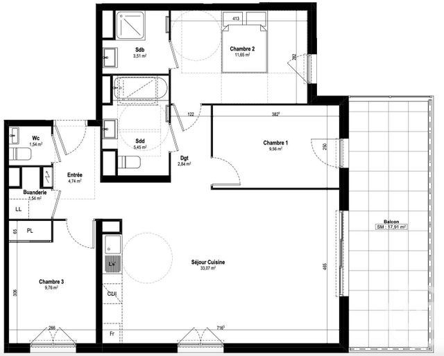 Appartement F4 à vendre - 4 pièces - 83,66 m2 - Antibes - 06 - PROVENCE-ALPES-COTE-D-AZUR