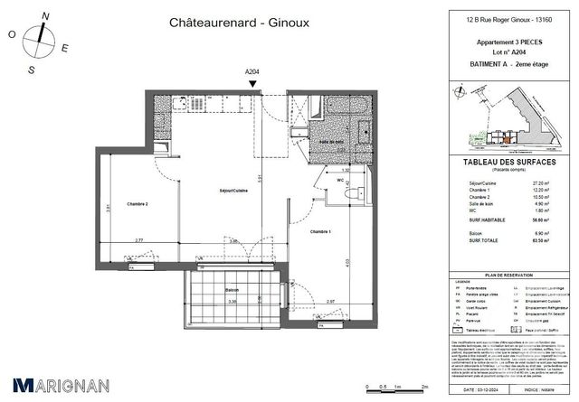 Appartement T3 &agrave; vendre - 3 pi&egrave;ces - 56,60 m2 - Chateaurenard - 13 - PROVENCE-ALPES-COTE-D-AZUR