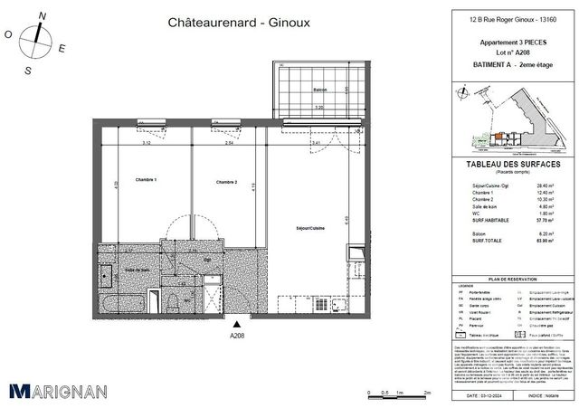 Appartement T3 &agrave; vendre - 3 pi&egrave;ces - 57,70 m2 - Chateaurenard - 13 - PROVENCE-ALPES-COTE-D-AZUR