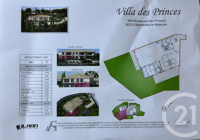 Appartement F4 à vendre - 4 pièces - 102 m2 - Mandelieu La Napoule - 06 - PROVENCE-ALPES-COTE-D-AZUR