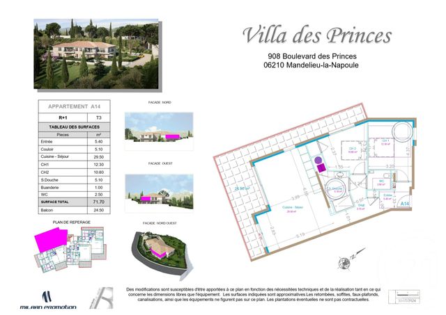 Appartement F3 &agrave; vendre - 3 pi&egrave;ces - 71,70 m2 - Mandelieu La Napoule - 06 - PROVENCE-ALPES-COTE-D-AZUR