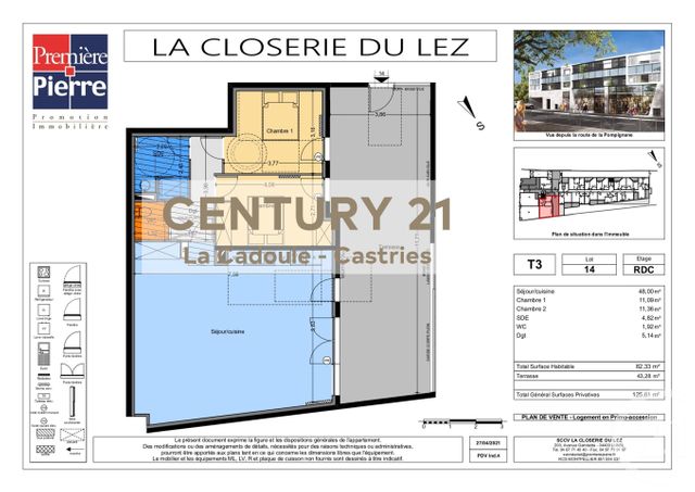 Appartement T3 &agrave; vendre - 3 pi&egrave;ces - 82,33 m2 - Castelnau Le Lez - 34 - LANGUEDOC-ROUSSILLON