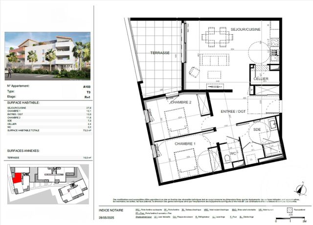 Appartement T3 &agrave; vendre - 3 pi&egrave;ces - 75,50 m2 - Baillargues - 34 - LANGUEDOC-ROUSSILLON
