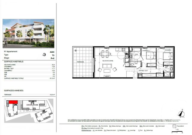 Appartement T3 &agrave; vendre - 3 pi&egrave;ces - 81,50 m2 - Baillargues - 34 - LANGUEDOC-ROUSSILLON