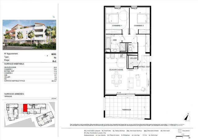 Appartement T3 &agrave; vendre - 3 pi&egrave;ces - 80,50 m2 - Baillargues - 34 - LANGUEDOC-ROUSSILLON