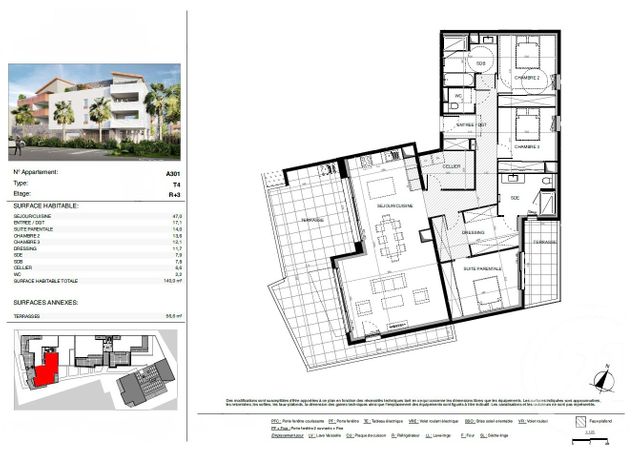 Appartement T4 &agrave; vendre - 5 pi&egrave;ces - 140 m2 - Baillargues - 34 - LANGUEDOC-ROUSSILLON