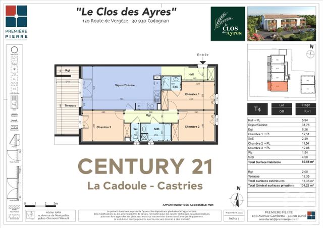 Appartement T4 &agrave; vendre - 4 pi&egrave;ces - 89,88 m2 - Codognan - 30 - LANGUEDOC-ROUSSILLON
