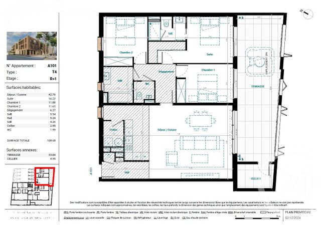 Appartement T4 &agrave; vendre - 4 pi&egrave;ces - 108,68 m2 - Mauguio Carnon - 34 - LANGUEDOC-ROUSSILLON