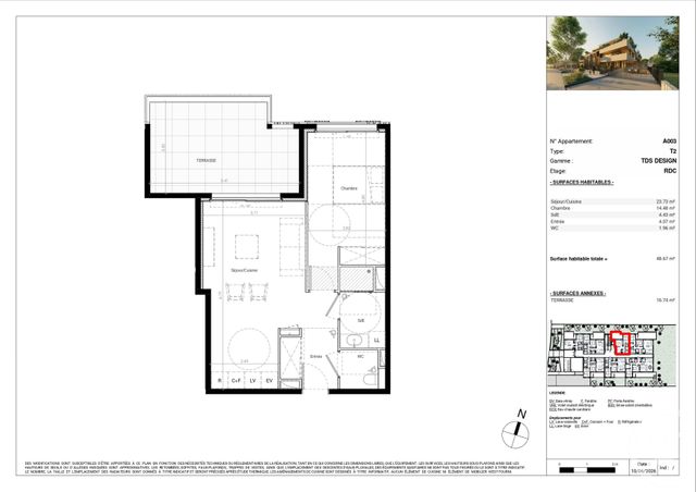 Appartement T2 &agrave; vendre - 2 pi&egrave;ces - 48,67 m2 - Baillargues - 34 - LANGUEDOC-ROUSSILLON
