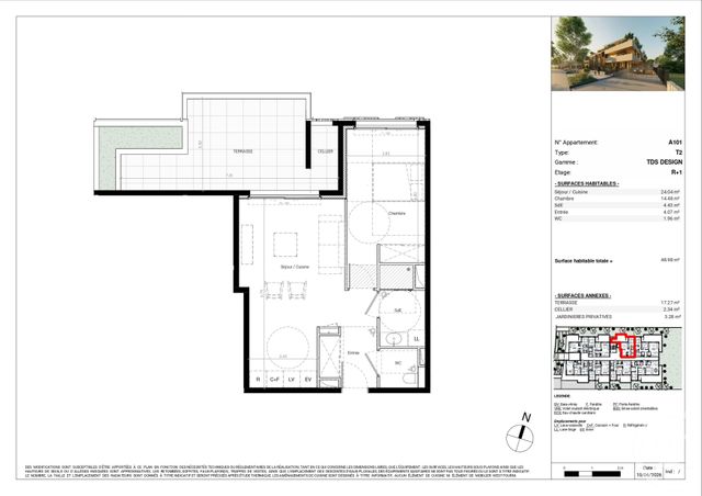 Appartement T2 &agrave; vendre - 2 pi&egrave;ces - 48,98 m2 - Baillargues - 34 - LANGUEDOC-ROUSSILLON