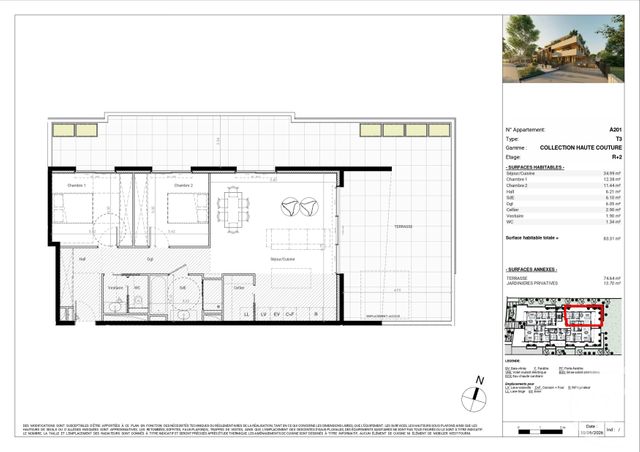 Appartement T3 &agrave; vendre - 3 pi&egrave;ces - 83,31 m2 - Baillargues - 34 - LANGUEDOC-ROUSSILLON