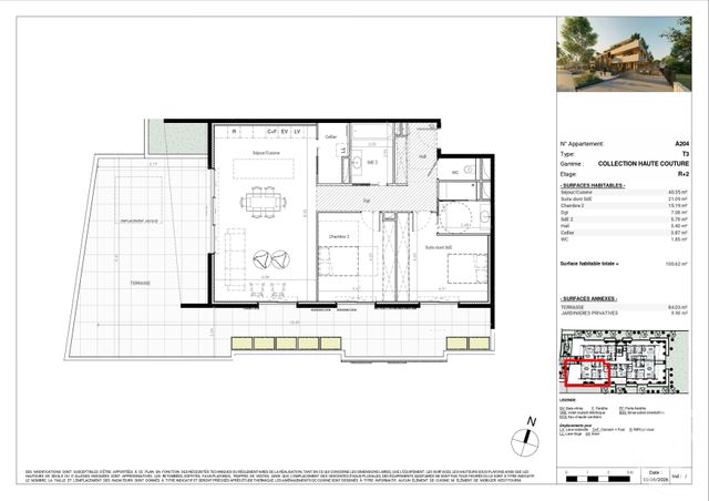 Appartement T3 &agrave; vendre - 3 pi&egrave;ces - 100,62 m2 - Baillargues - 34 - LANGUEDOC-ROUSSILLON