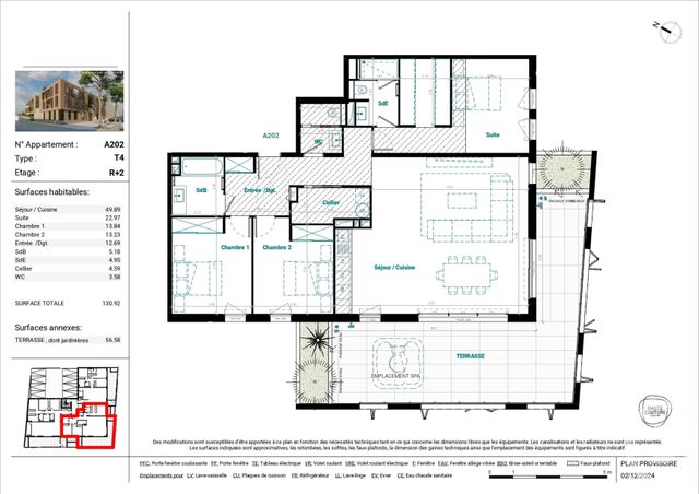 Appartement T4 &agrave; vendre - 4 pi&egrave;ces - 130,92 m2 - Mauguio Carnon - 34 - LANGUEDOC-ROUSSILLON