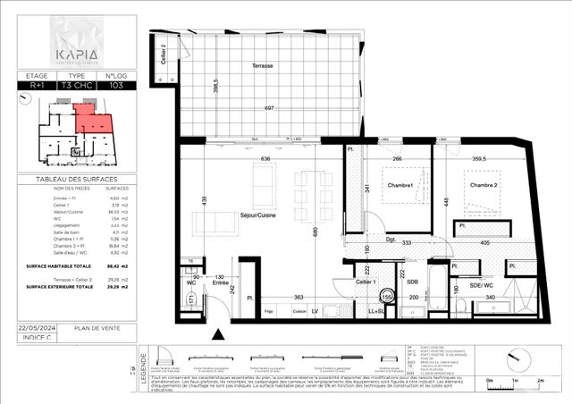 Appartement T3 &agrave; vendre - 3 pi&egrave;ces - 88,42 m2 - Castelnau Le Lez - 34 - LANGUEDOC-ROUSSILLON