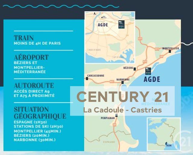 Appartement T2 &agrave; vendre - 2 pi&egrave;ces - 40,89 m2 - Agde - 34 - LANGUEDOC-ROUSSILLON