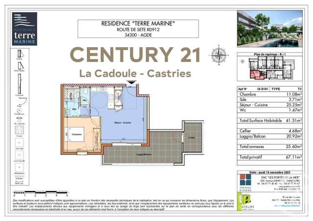 Appartement T2 &agrave; vendre - 2 pi&egrave;ces - 41,51 m2 - Agde - 34 - LANGUEDOC-ROUSSILLON