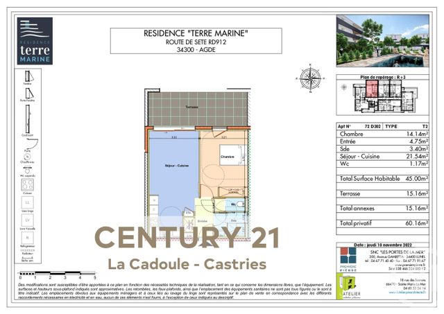 Appartement T2 &agrave; vendre - 2 pi&egrave;ces - 45 m2 - Agde - 34 - LANGUEDOC-ROUSSILLON