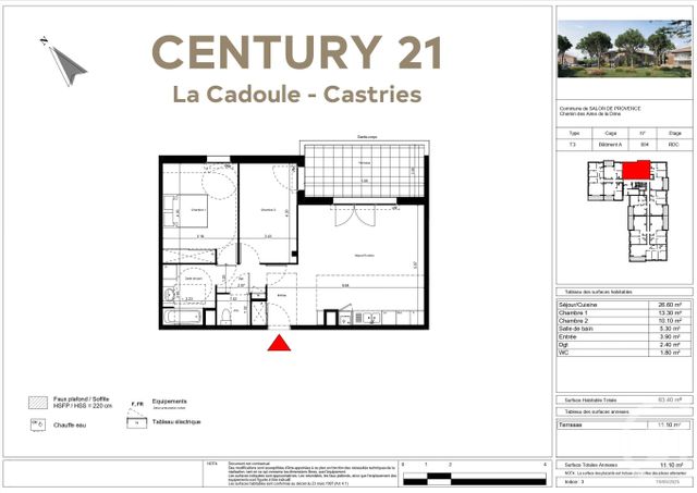 Appartement T3 &agrave; vendre - 3 pi&egrave;ces - 63,40 m2 - Salon De Provence - 13 - PROVENCE-ALPES-COTE-D-AZUR