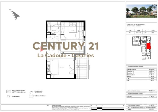 Appartement T3 &agrave; vendre - 3 pi&egrave;ces - 60,40 m2 - Salon De Provence - 13 - PROVENCE-ALPES-COTE-D-AZUR