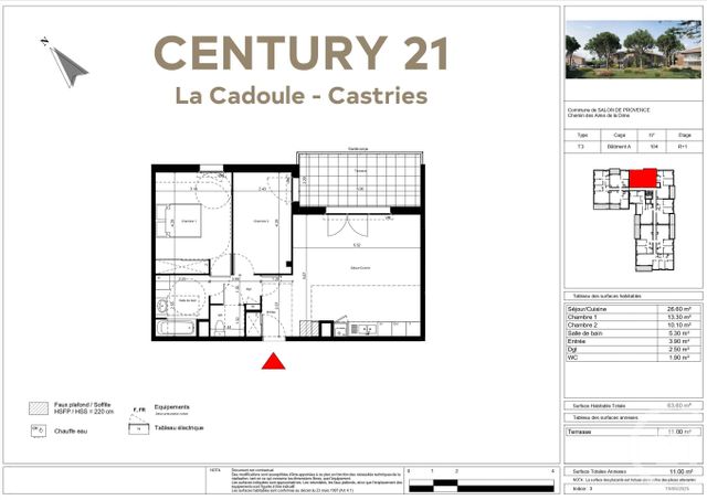 Appartement T3 &agrave; vendre - 3 pi&egrave;ces - 63,60 m2 - Salon De Provence - 13 - PROVENCE-ALPES-COTE-D-AZUR