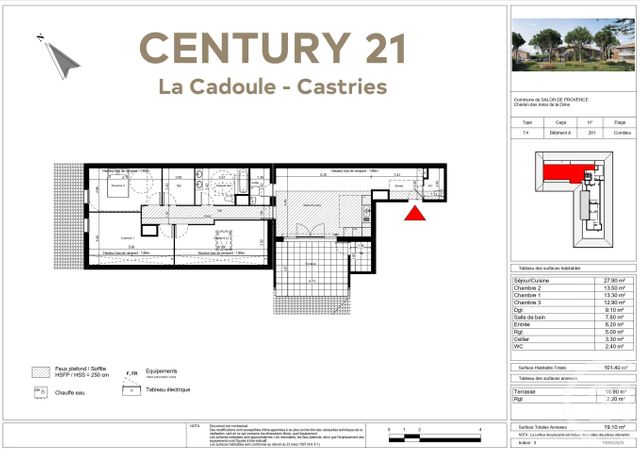 Appartement T4 &agrave; vendre - 4 pi&egrave;ces - 101,40 m2 - Salon De Provence - 13 - PROVENCE-ALPES-COTE-D-AZUR