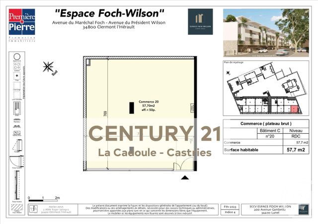 Appartement Local &agrave; vendre - 1 pi&egrave;ce - 57,70 m2 - Clermont L Herault - 34 - LANGUEDOC-ROUSSILLON