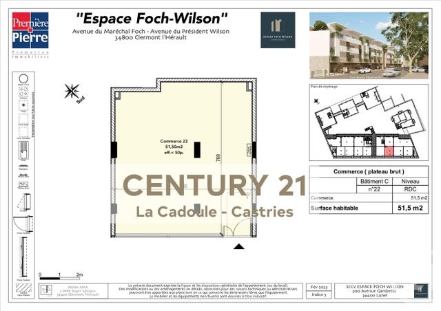 Appartement Local &agrave; vendre - 1 pi&egrave;ce - 51,50 m2 - Clermont L Herault - 34 - LANGUEDOC-ROUSSILLON