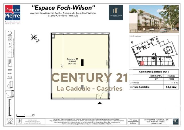 Appartement Local &agrave; vendre - 1 pi&egrave;ce - 51,80 m2 - Clermont L Herault - 34 - LANGUEDOC-ROUSSILLON