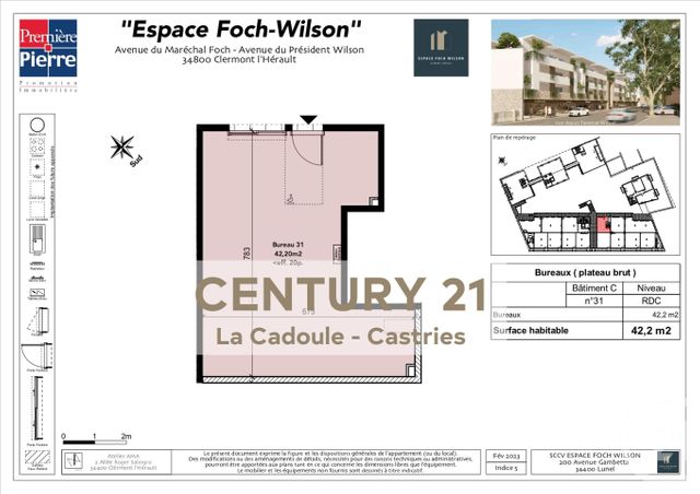 Appartement Local &agrave; vendre - 1 pi&egrave;ce - 42,20 m2 - Clermont L Herault - 34 - LANGUEDOC-ROUSSILLON