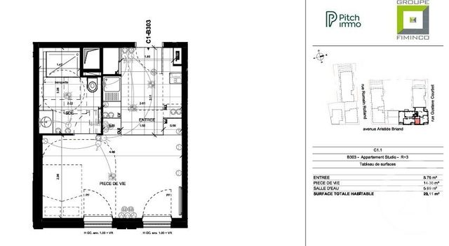 Appartement Studio &agrave; louer - 1 pi&egrave;ce - 29,11 m2 - Bagneux - 92 - ILE-DE-FRANCE