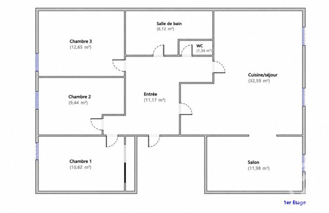 Appartement &agrave; vendre - 5 pi&egrave;ces - 95,91 m2 - Agen - 47 - AQUITAINE