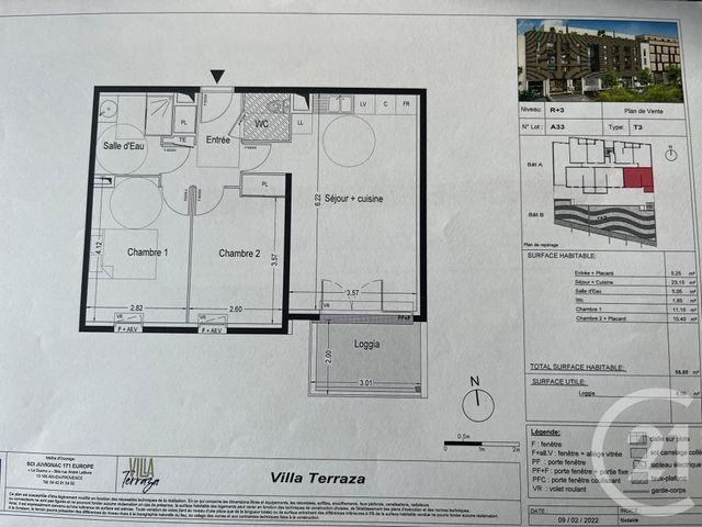 Appartement F3 à louer - 3 pièces - 56,85 m2 - Juvignac - 34 - LANGUEDOC-ROUSSILLON